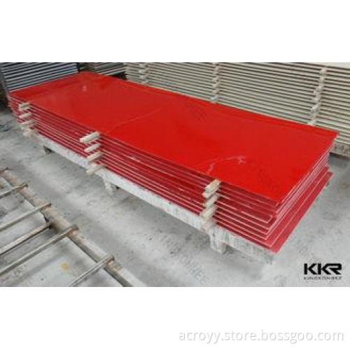 Red Polished 12mm Composite Acrylic Solid Surface Stone Sla